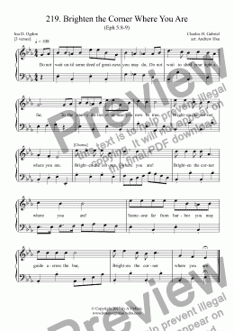 page one of Brighten the Corner Where You Are - Easy Piano 219