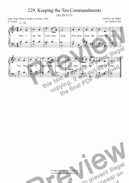 page one of Keeping the Ten Commandments - Easy Piano 229