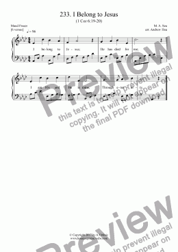 page one of I Belong to Jesus - Easy Piano 233