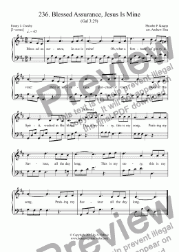 page one of Blessed Assurance, Jesus Is Mine - Easy Piano 236