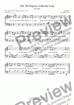 page one of We Rejoice with the Lord - Easy Piano 240
