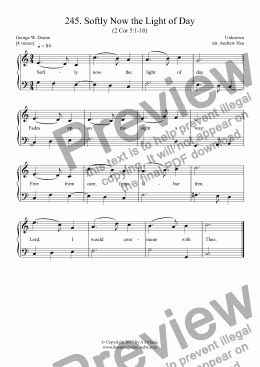 page one of Softly Now the Light of Day - Easy Piano 245