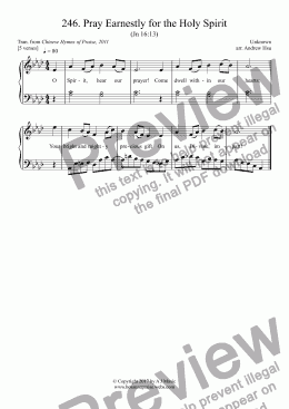 page one of Pray Earnestly for the Holy Spirit - Easy Piano 246