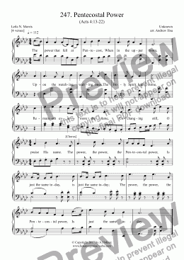 page one of Pentecostal Power - Easy Piano 247