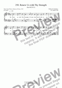 page one of Renew Us with Thy Strength - Easy Piano 250