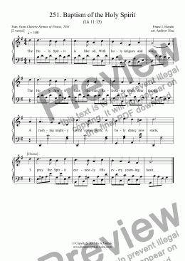 page one of Baptism of the Holy Spirit - Easy Piano 251