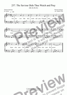 page one of The Saviour Bids Thee Watch and Pray - Easy Piano 257