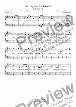 page one of Spread the Gospel - Easy Piano 266