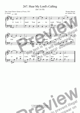 page one of Hear My Lord's Calling - Easy Piano 267