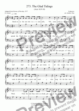 page one of The Glad Tidings - Easy Piano 273