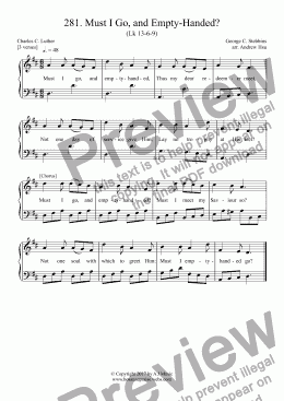 page one of Must I Go, and Empty-Handed? - Easy Piano 281