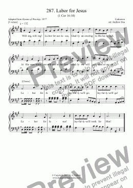page one of Labor for Jesus - Easy Piano 287