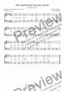 page one of Send Out the Servants of God - Easy Piano 289
