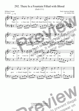 page one of There Is a Fountain Filled with Blood - Easy Piano 292