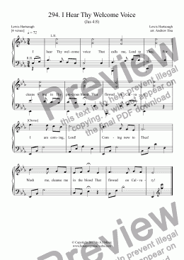 page one of I Hear Thy Welcome Voice - Easy Piano 294