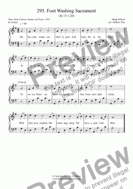 page one of Foot Washing Sacrament - Easy Piano 295