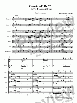 page one of Vivaldi - Double Trumpet Concerto