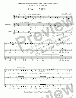 page one of Edwards II - I Will Sing Halelujah
