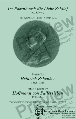 page one of Schenker - Im Rosenbusch der Liebe schlief, Op. 8, No. 2 