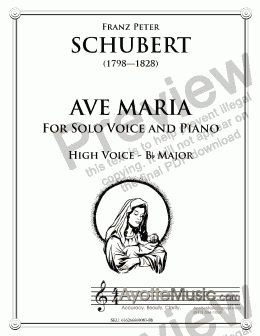 page one of Schubert - Ave Maria for High Voice in Bb major