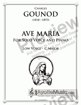 page one of Gounod - Ave Maria for Low Voice in C major