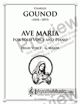 page one of Gounod - Ave Maria for High Voice in G major