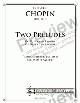 page one of Chopin - Two Preludes (E minor and A major)