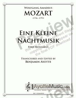 page one of Mozart - Eine Kleine Nachrmusik, First Movement