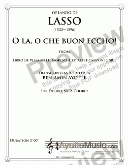 page one of Lasso - O la, o che buon eccho!