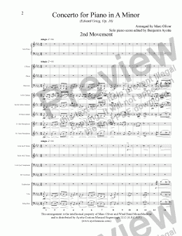 page one of Grieg - Piano Concerto in A Minor (Concert Band Transcription), Second Movement