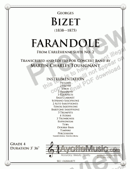 page one of Bizet - Farandole from LArlesienne Suite No. 2 for Wind Band