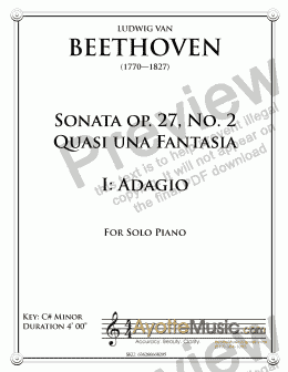 page one of Beethoven - Moonlight Sonata (first movement)