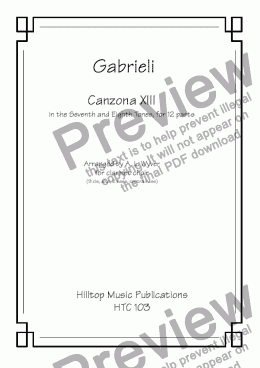 page one of Canzona XIII arr. clarinet choir