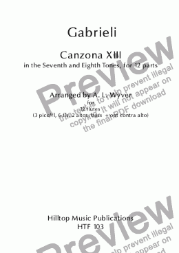page one of Canzona XIII arr. flute choir