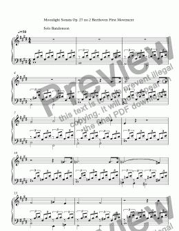 page one of Moonlight Sonata Bandoneon (No. 14 in C♯ minor Quasi una fantasia, Op. 27, No. 2) 