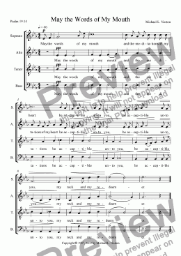 page one of May the Words of My Mouth (SATB a capella)