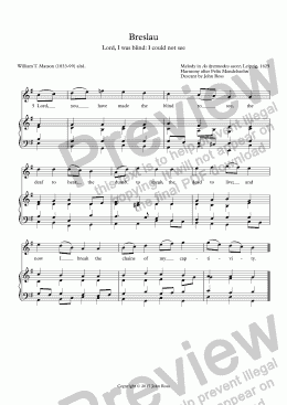 page one of Breslau (Lord, I was blind: I could not see) - Descant