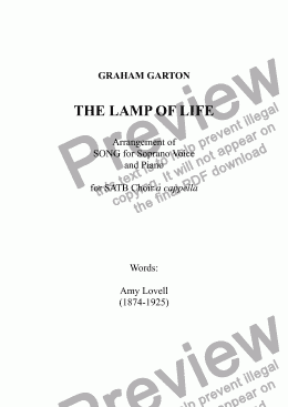 page one of THE LAMP OF LIFE for SATB Choir a cappella. Words: Amy Lovell (1874-1925)