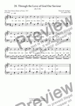 page one of Through the Love of God Our Saviour - Easy Piano 28