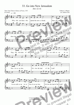 page one of Go into New Jerusalem - Easy Piano 33