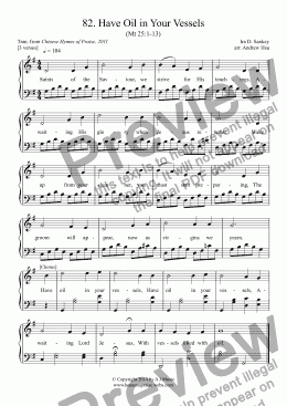 page one of Have Oil in Your Vessels - Easy Piano 82