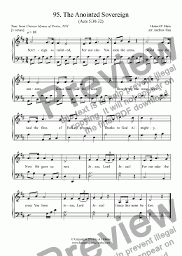page one of The Anointed Sovereign - Easy Piano 95