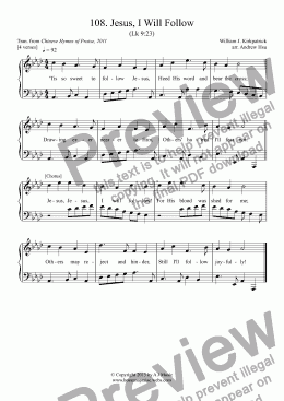 page one of Jesus, I Will Follow - Easy Piano 108