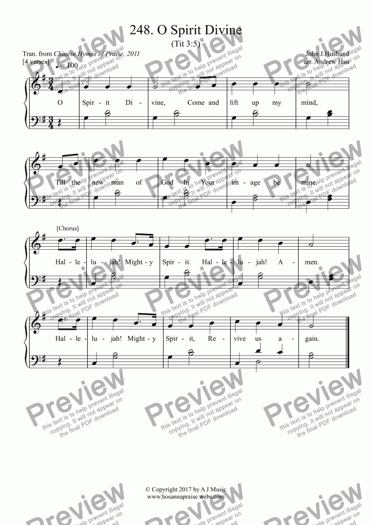 page one of O Spirit Divine - Easy Piano 248