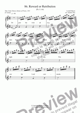page one of Reward or Retribution - Easy Piano 86