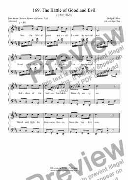 page one of The Battle of Good and Evil - Easy Piano 169