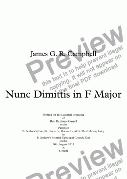 page one of Nunc Dimittis in F Major