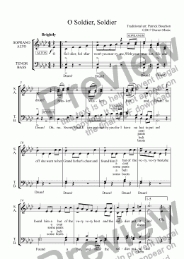 page one of O Soldier, Soldier for S.A.T.B. Choir