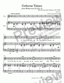 page one of Schubert - Gefrorne Tranen from Winterreise for Medium Voice in D Minor