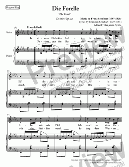 page one of Schubert - Die Forelle for High Voice in D-flat Major
